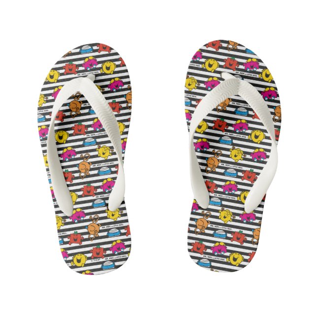 Mr Men & Little Miss | Stripes Pattern Kid's Flip Flops (Footbed)