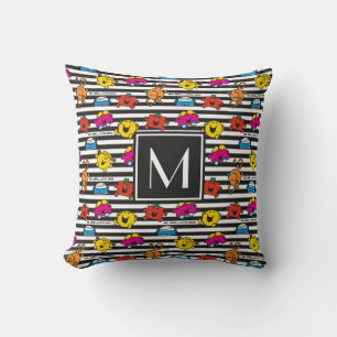 Mr Men & Little Miss   Stripes Pattern   Monogram Throw Pillow