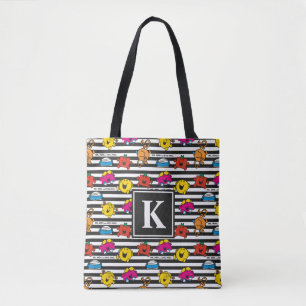 Mr Men & Little Miss   Stripes Pattern   Monogram Tote Bag