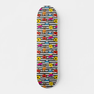 Mr Men & Little Miss Stripes Pattern Skateboard
