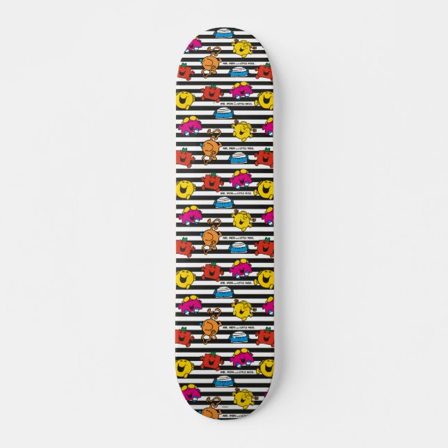 Mr Men & Little Miss | Stripes Pattern Skateboard (Front)