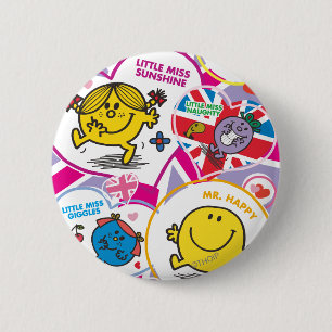 Mr. Men & Little Miss UK Hearts 2 Inch Round Button