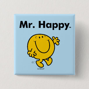 Mr. Men Mr. Happy Is Always Happy 2 Inch Square Button