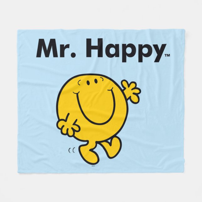 Mr. Men | Mr. Happy Is Always Happy Fleece Blanket (Front (Horizontal))