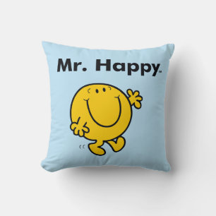 Mr. Men   Mr. Happy Is Always Happy Throw Pillow