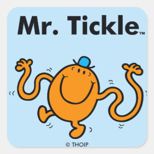 Mr. Men   Mr. Tickle Will Tickle Square Sticker