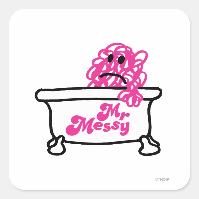 Mr. Messy | Bathtub Logo Square Sticker (Front)
