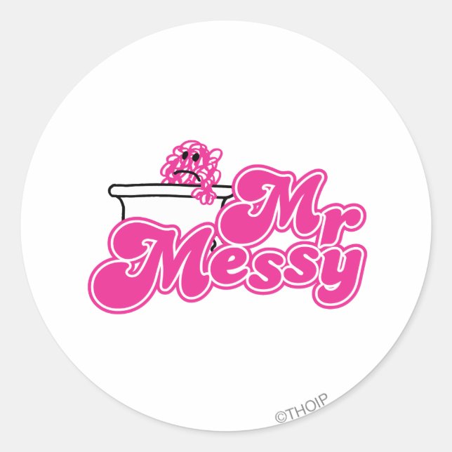 Mr. Messy | Bathtub Soaking Classic Round Sticker (Front)