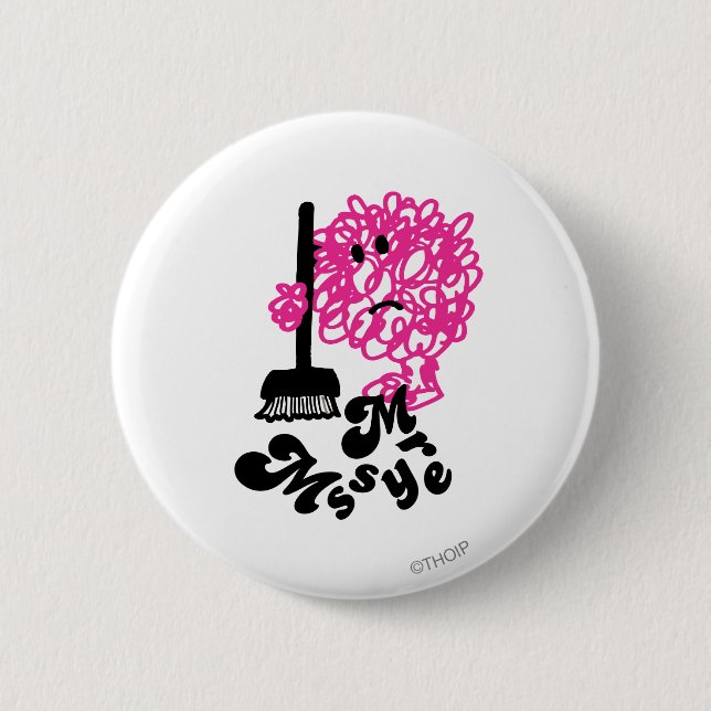 Mr. Messy | Broom & Name 2 Inch Round Button (Front)