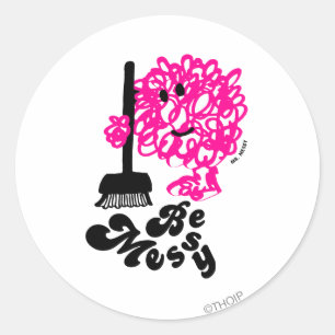 Mr. Messy Cleaning Up Classic Round Sticker