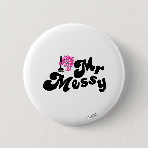Mr. Messy   Cleaning With Broom 2 Inch Round Button