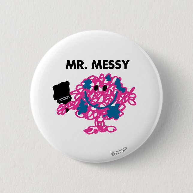 Mr. Messy Holding A Paintbrush 2 Inch Round Button (Front)