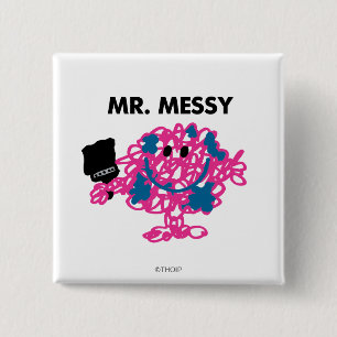 Mr. Messy Holding A Paintbrush 2 Inch Square Button