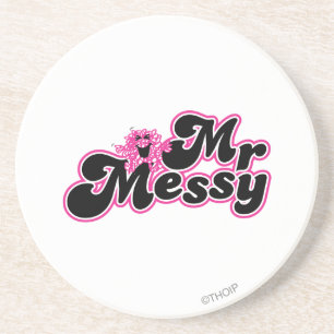 Mr. Messy Large Black & Pink Letters Coaster