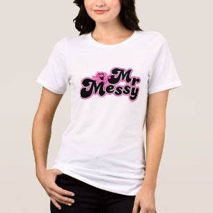 Mr. Messy Large Black & Pink Letters Tri-Blend Shirt