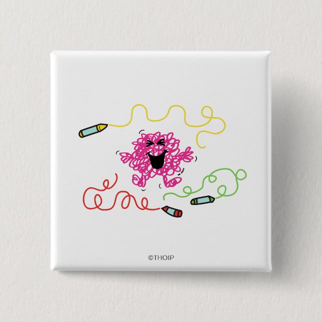 Mr. Messy Playing With Crayons 2 Inch Square Button (Front)