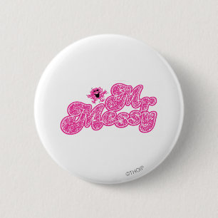 Mr. Messy Sparkling Pink Name 2 Inch Round Button