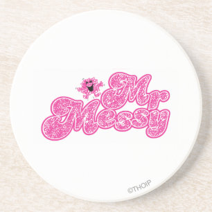 Mr. Messy Sparkling Pink Name Coaster