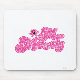 Mr. Messy Sparkling Pink Name Mouse Pad