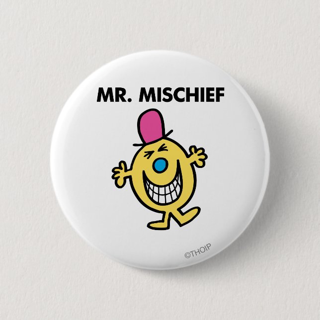 Mr. Mischief | Smiling Gleefully 2 Inch Round Button (Front)