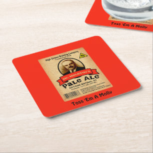 Mr. Molotov's Pale Ale Label Square Paper Coaster