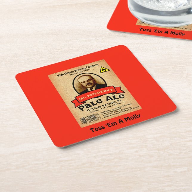 Mr. Molotov's Pale Ale Label Square Paper Coaster (Angled)