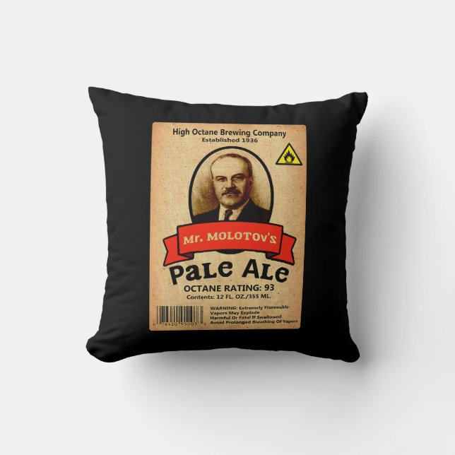 Mr. Molotov's Pale Ale Label Throw Pillow (Front)