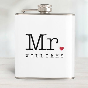 Mr Monogram Vintage Typewriter Wedding Hip Flask