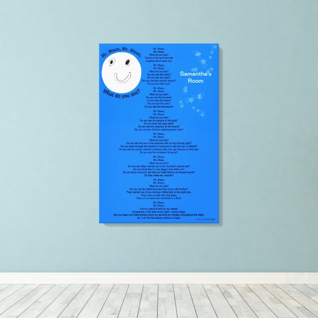 Mr. Moon Personalize Name 18" x 27" Canvas Print (Insitu(Wood Floor))
