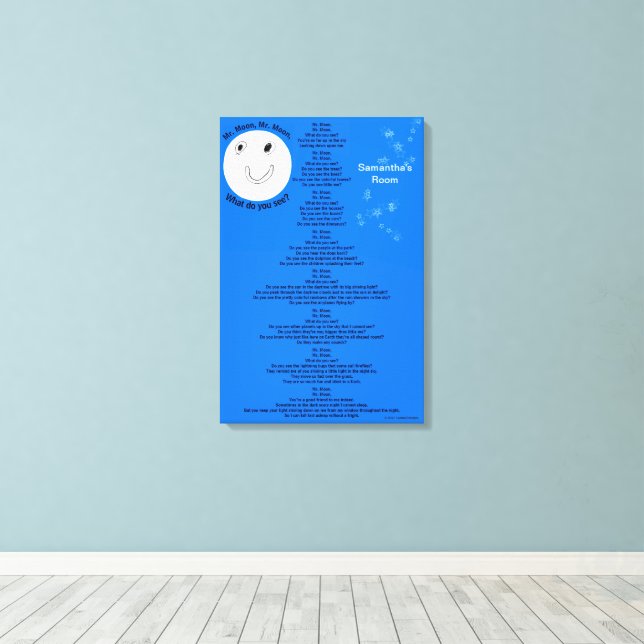 Mr. Moon Personalize Name 18" x 27" Canvas Print (Insitu(Wood Floor))