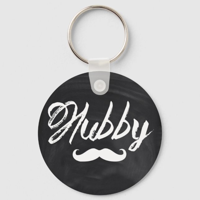 Mr Moustache Groom Honeymoon hubby Keychain (Front)