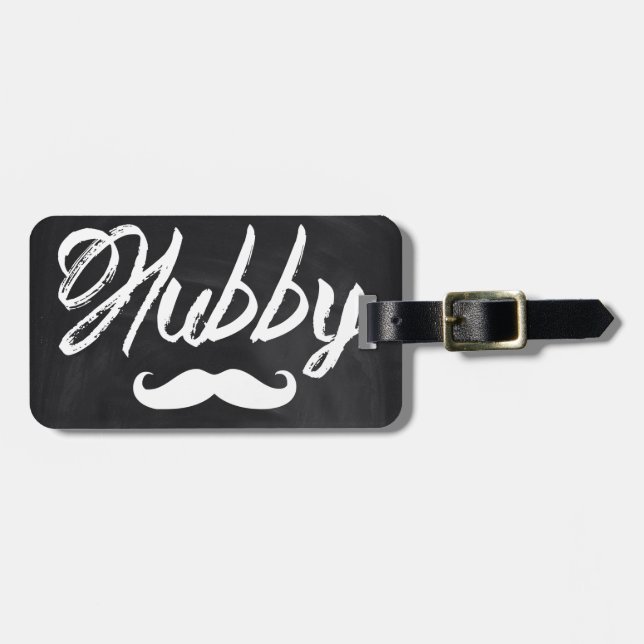 Mr Moustache Groom Honeymoon hubby Luggage Tag (Front Horizontal)