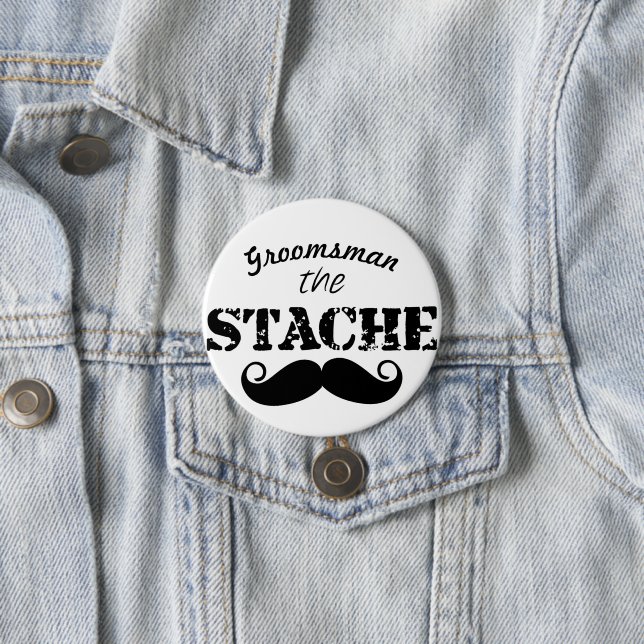 Mr. Moustache Hipster Pattern 3 Inch Round Button (In Situ)