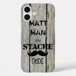 Mr. Moustache Hipster Pattern iPhone 16 Plus Case
