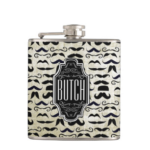 Mr. Moustache Hipster Pattern Hip Flask