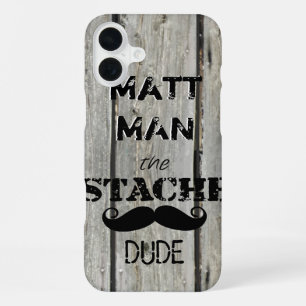 Mr. Moustache Hipster Pattern iPhone 16 Plus Case