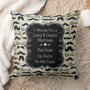 Mr. Moustache Hipster Pattern Throw Pillow