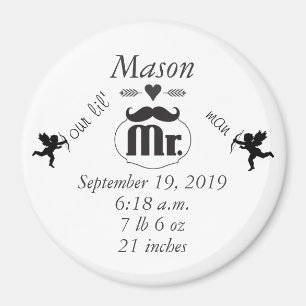 Mr. Moustache Lil Man Baby Boy Stats Magnet