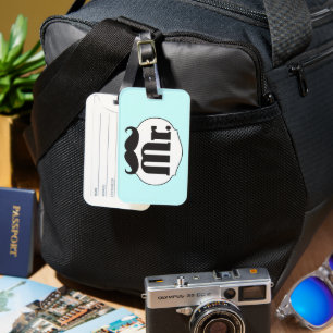 Mr. Moustache Retro Vintage Hipster Gifts Luggage Tag