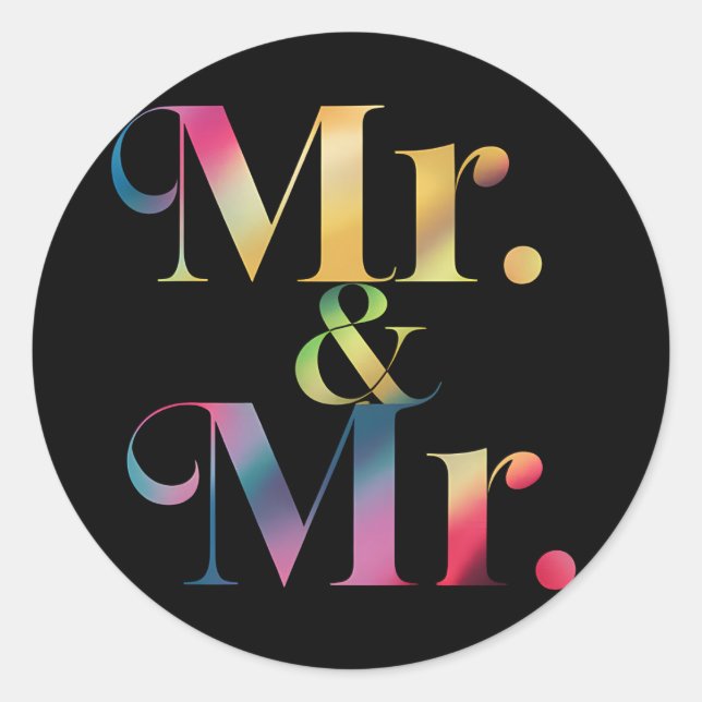 Mr. & Mr. Gay Bachelor Party Gay Marriage  Classic Round Sticker (Front)