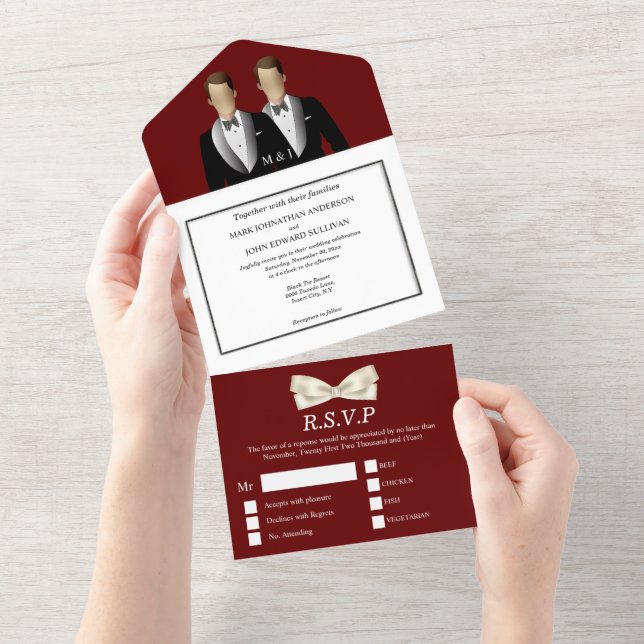 Mr | Mr Gay couple male wedding photo All In One Invitation (Tearaway)