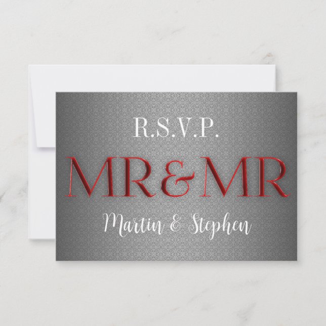 Mr & Mr Gay Wedding RSVP en argent (Devant)