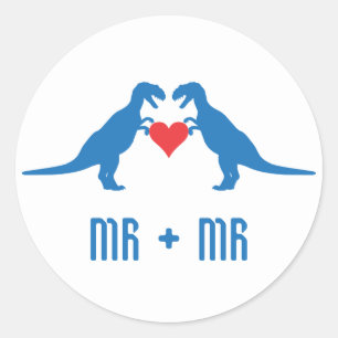 Mr+Mr - Love is Love Dinosaurs Classic Round Sticker