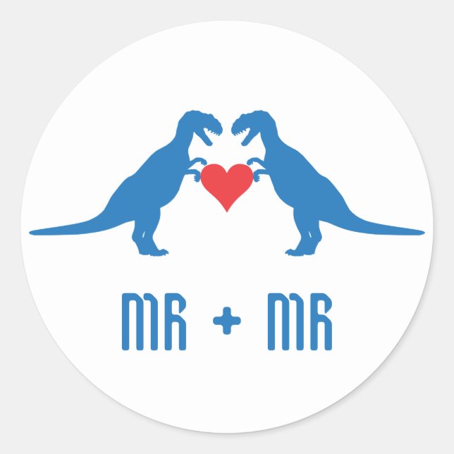 Mr+Mr - Love is Love Dinosaurs Classic Round Sticker (Front)