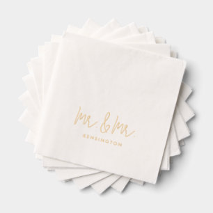 Mr & Mr Modern Script Nom personnalisé Mariage Gol