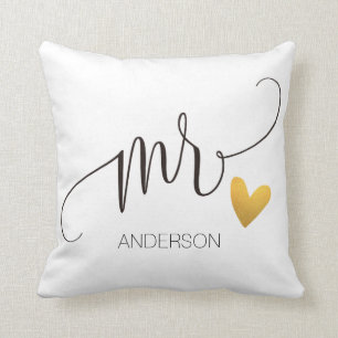 Mr. Mr.& Mrs. Calligraphy Personlized Wedding-2 Throw Pillow