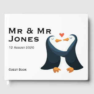 Mr & Mr Penguins Wedding Guest Book (Custom)