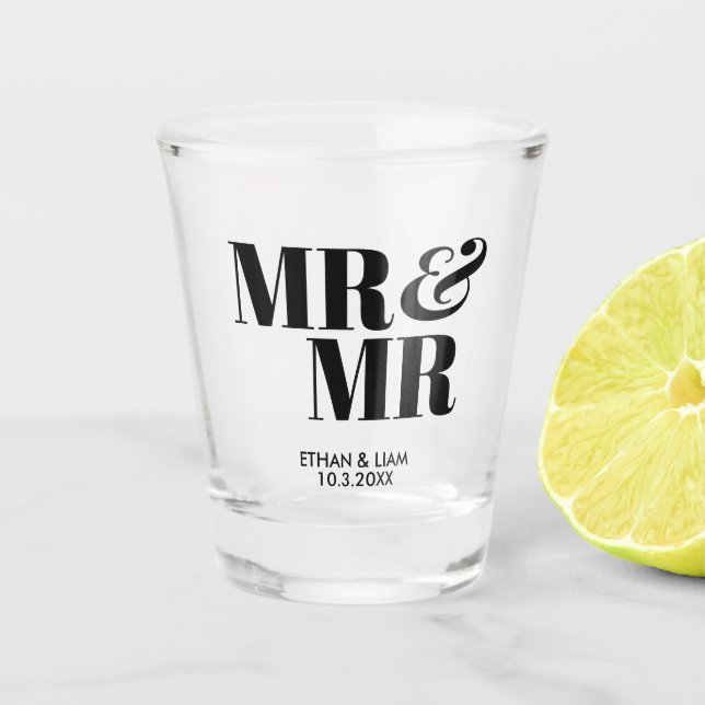Mr & Mr Personalized Wedding Shot Glass Favour Gif (Front)