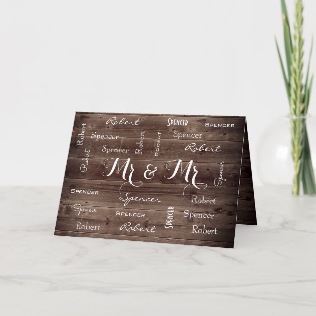 Mr & Mr Rustic & Romantic Wedding Card (Front)