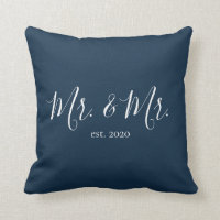 Mr. & Mr. Throw Pillow for Newlyweds Anniversary